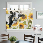 Yellow Sunflowers Kitchen Curtains 45 Inch Length, Short Cafe Window Curtains - Image 4