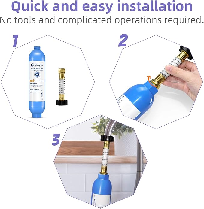 lifeegrn RV Water Filter with Hose Protector, Inline Water Filter, Chlorine and - Image 4