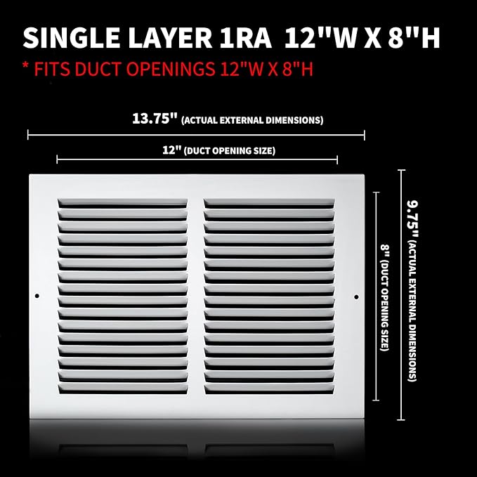 12x8 Vent Cover, Air Return Vent Cover, Flat Vent Cover, Rejillas De Aire - Image 2