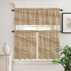 Kitchen Curtains Tiers and Valance Set of 3, Country Farmhouse Light Filtering - Image 2