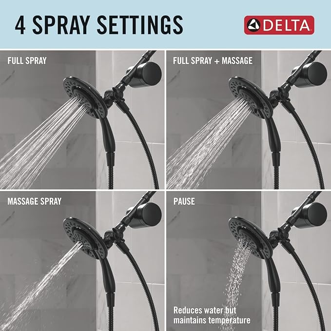 Delta Faucet 4-Setting In2ition 2-in-1 Dual Shower Head - Image 6