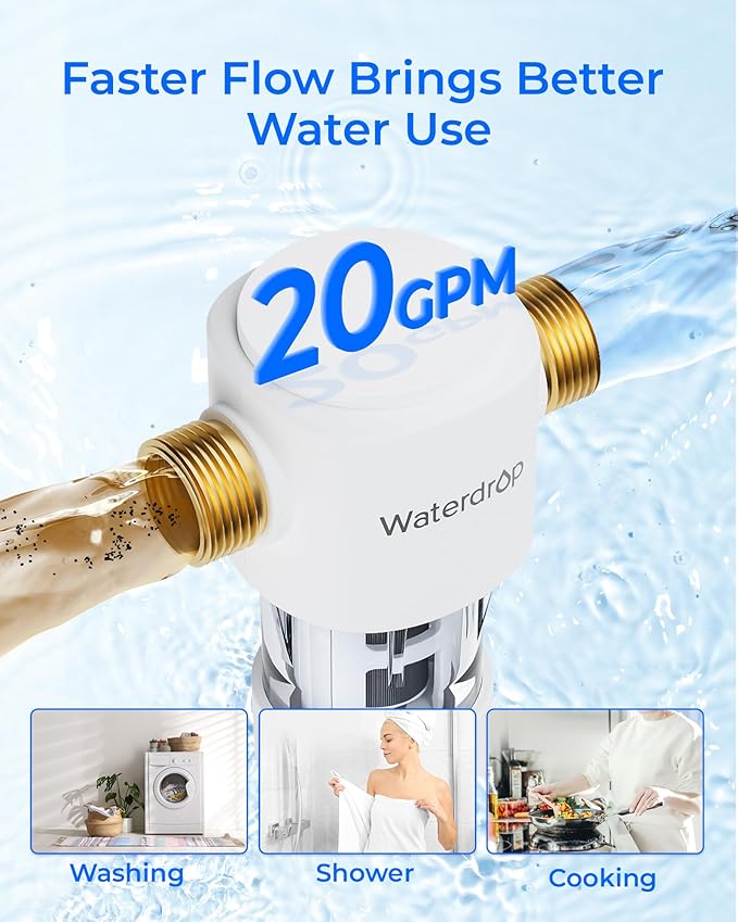 Waterdrop Spin Down Sediment Filter, Reusable Whole House Water Filter System - Image 7