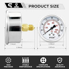 0-160 Psi Glycerin Liquid Filled Low Pressure Gauge, 2.5" Dial Size, 1/4" G - Image 3