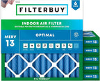 Filterbuy 25x25x2 Air Filter MERV 13 Optimal Smoke & Allergy Defense, by Filterbuy