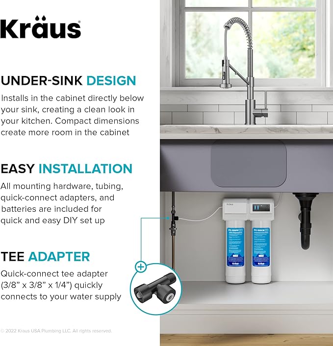 KRAUS Purita 2-Stage Carbon Block Under-Sink Water Filtration System - Image 2