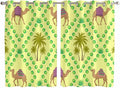 2 Panel Kitchen Cafe Curtains, Desert Sand Camels Sunlight Filtering Nature Air by Hokiten