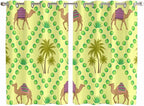 2 Panel Kitchen Cafe Curtains, Desert Sand Camels Sunlight Filtering Nature Air by Hokiten