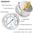 MEANLIN MEASURE 0~300Psi Dry Pressure Gauge Stainless Steel 1/8" NPT 2" FACE - Image 4