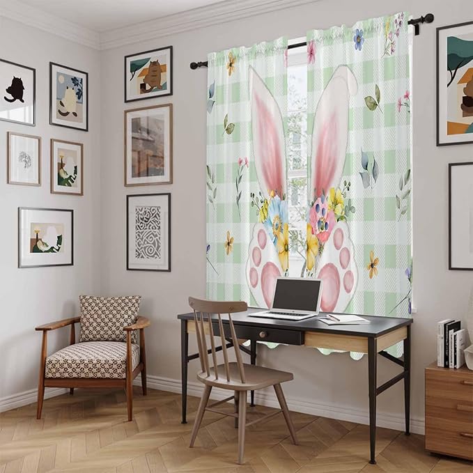 Easter Window Curtains 72 Inch Long 2 Panel Set, Rod Pocket Long Curtains & - Image 6