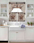 Country Star Swag Kitchen Curtains Valance and Tier Set, VintageRust Yellow - Image 4
