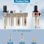 3/4" NPT Industrial Grade 4 Stage Air Compressor Drying System, 0-240 PSI - Image 7