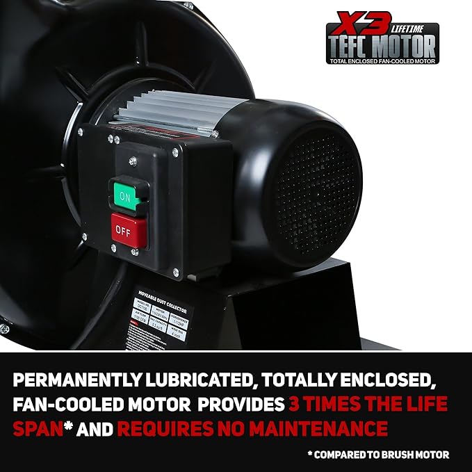 Bucktool 1.5HP Portable Dust Collector, 1100 CFM Workshop Dust Extraction - Image 4