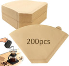 200 Count Unbleached Coffee Filters Natural Brown Cone Coffee Filter Paper by Sileasncei