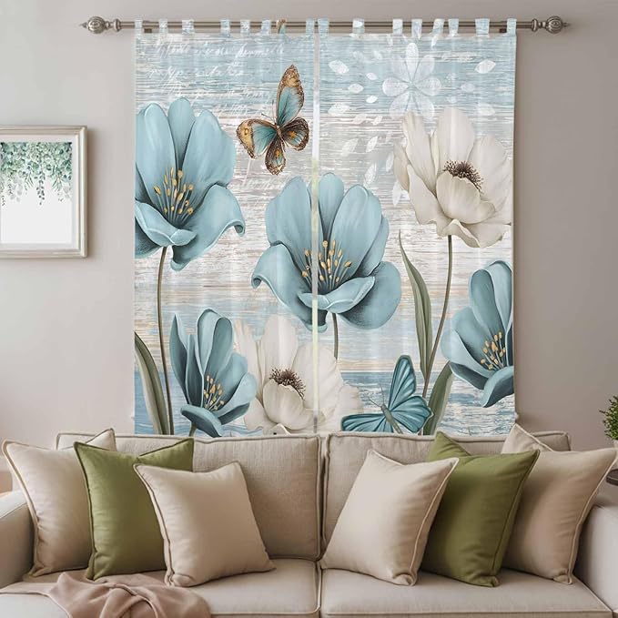 Spring Floral Living Room Curtains 84 Inch Length, Window Curtains Tab Top - Image 3