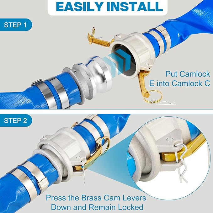 2" x 100 Ft Discharge Hose, Heavy Duty PVC Lay Flat Water Backwash Hose - Image 4
