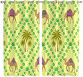 2 Panel Kitchen Cafe Curtains, Desert Sand Camels Sunlight Filtering Nature Air by Hokiten