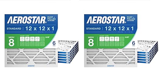 Aerostar 12x12x1 MERV 8 Air Filter, ACTUAL SIZE, Air Conditioning & Furnace by AirFiltersDelivered