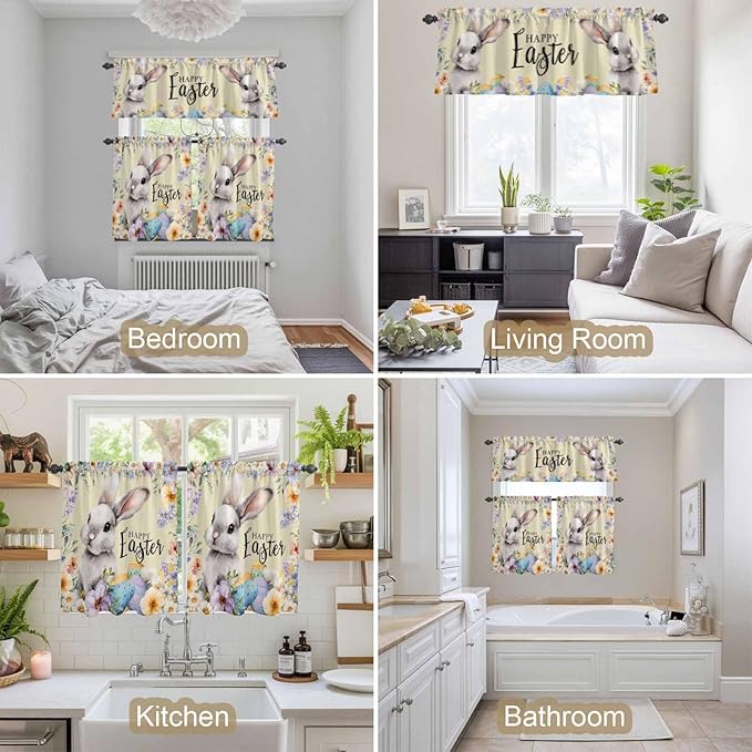 Happy Easter Kitchen Curtains Set 3 Piece - Image 4