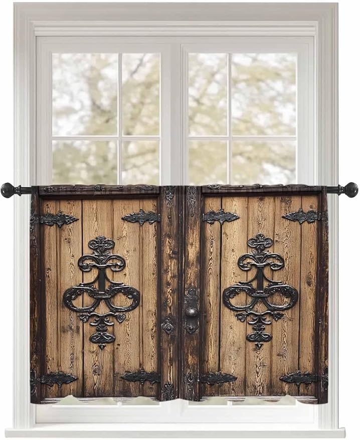 Sheer Curtains 54 Inch Length, Barn Door Semi Sheer Curtains Light Filtering by Unknown