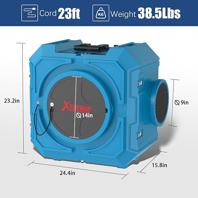 800CFM Hepa Air Scrubber with 3-Stage Filtration, Stackable Negative Air Machine - Image 6