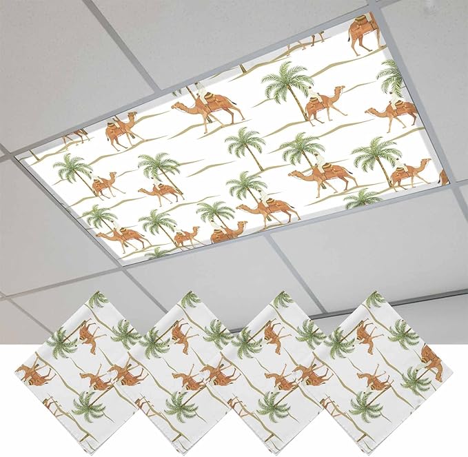 Fluorescent Light Covers for Drop Ceiling Abstract Brown Camels Palm-Trees by Unknown