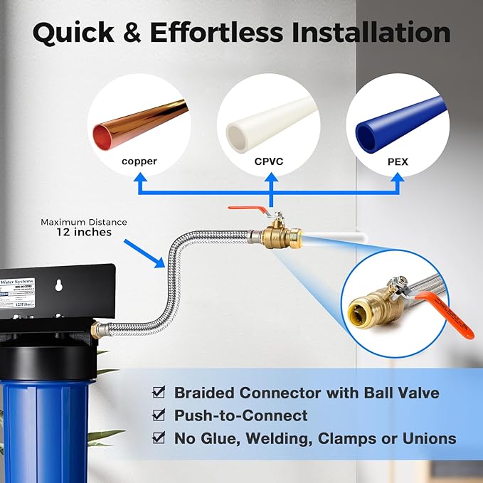 iSpring WGB22B-KS+AHPF12MNPT16X2 2-Stage Whole House Water Filter System w/ - Image 4