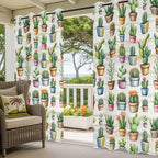 Summer Cactus Outdoor Curtains for Patio Cactus Tropical Plant Wooden - Image 5