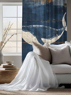 Sheer Curtains 72 Inches Long, Summer Whale Blue Semi Sheer Curtains Light - Image 4