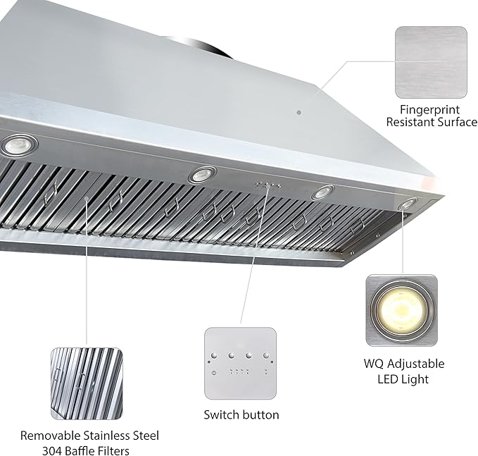 CT Copper Tailor Sloped Copper Vent Hood Island Mount, 1260 CFM Exhaust Fan - Image 8