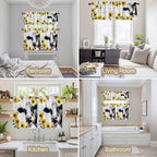 Kitchen Curtains Tiers and Valance Set of 3, Cow Sunflowers Light Filtering - Image 7