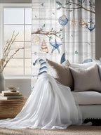 Sheer Curtains 63 Inch Length, Coastal Eucalyptus Semi Sheer Curtains Light - Image 4