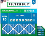 Filterbuy 16x16x1 Air Filter MERV 13 Optimal Smoke & Allergy Defense, by Filterbuy
