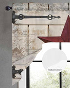 Village Stars Swag Kitchen Curtains Valance and Tier Set, Vintage Dark Red Star - Image 5