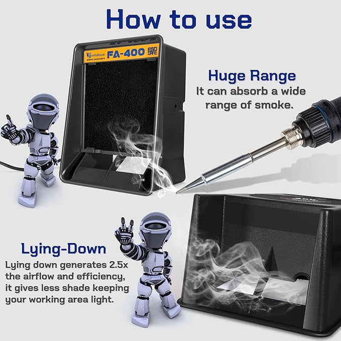 Antidious Fume Extractor Anti-ESD Solder Smoke Absorber Portable Filter - Image 3