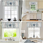 Blue Texas Star Valances for Windows, Vintage Star Berry Blue Beige Wood Grain - Image 7