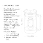 Aarke Purifier Glass Water Pitcher, Refillable Stainless Steel Filter, 8-Weeks - Image 8