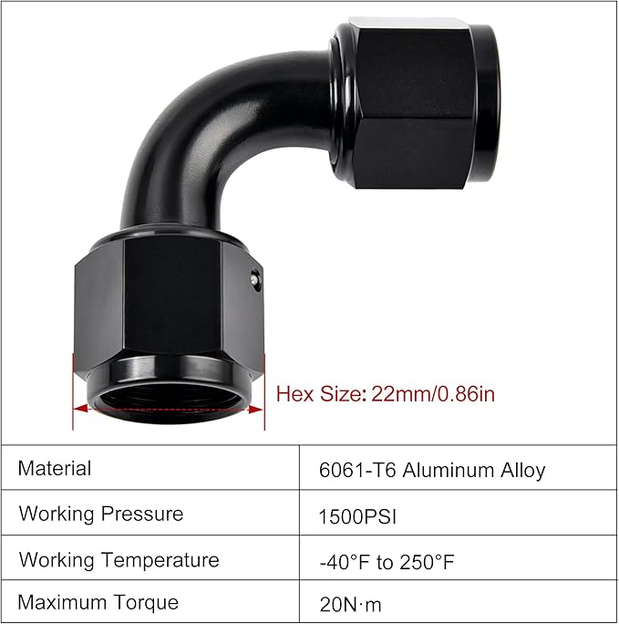 EVIL ENERGY 8AN Female to 8AN Female 90 Degree Swivel Coupler Union Fitting - Image 2