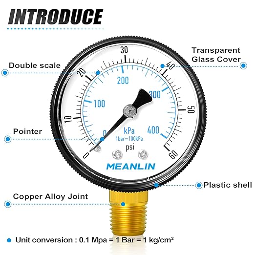 MEANLIN MEASURE 1/4" NPT 0-60Psi 2" FACE DIAL Swimming Pool Water Pressure - Image 4