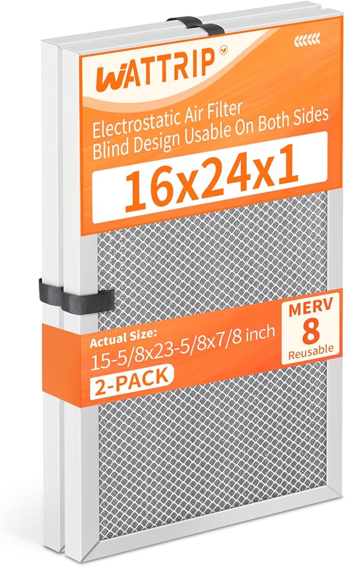 2-Pack 16x24x1 MERV 8 Reusable & Washable Electrostatic Air Filters by BreatheSmartLiveClean