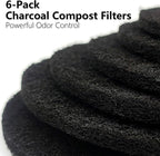 6 Pack Charcoal Filters for Compost Bucket – 6.7 Inch Round Activated Carbon - Image 3