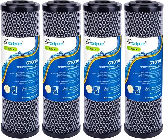 EXCELPURE 1 Micron 10" x 2.5" Whole House CTO Carbon Water Filter Cartridge by EXCELPURE