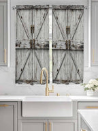 Vintage Gate Living Room Curtains 72 Inches length, Farmhouse Wooden Grain - Image 3