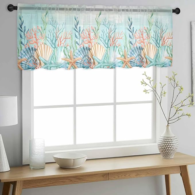 Summer Beach Sheer Valance Curtains - Image 3