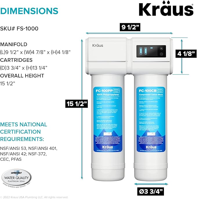 KRAUS Purita 2-Stage Carbon Block Under-Sink Water Filtration System - Image 8