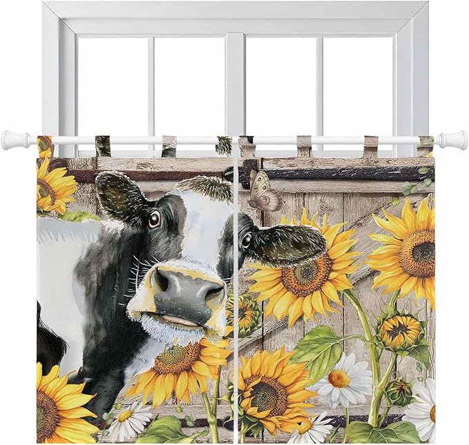 Retro Farmhouse Flower Bedroom Curtains 63 Inch Length, Window Curtains Tab Top by Unknown