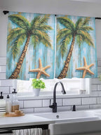 Sheer Curtains 54 Inch Length, Coastal Beach Tree Semi Sheer Curtains Light - Image 5