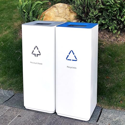 GLigeT Outdoor Trash can White Combined Trash Can Large-Capacity Square Sorting - Image 6