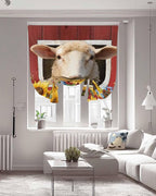 Tie Up Curtains for Windows, Sheep Sunflower Adjustable Balloon Nature Linen - Image 3