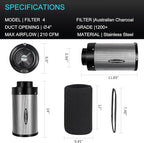 MELONFARM 4 inch Air Carbon Filter Smelliness Control - Image 6