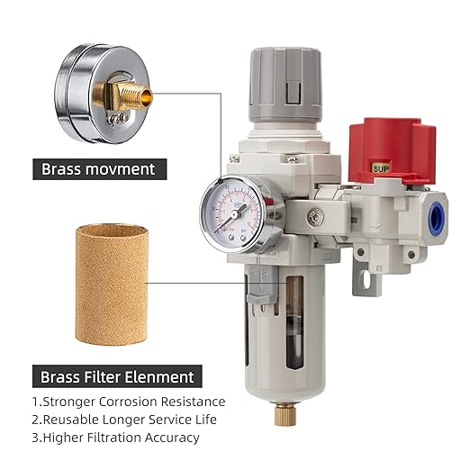Industrial Air Compressor Filter Regulator Combo 3/8" NPT 0-150 PSI Gauge - Image 4